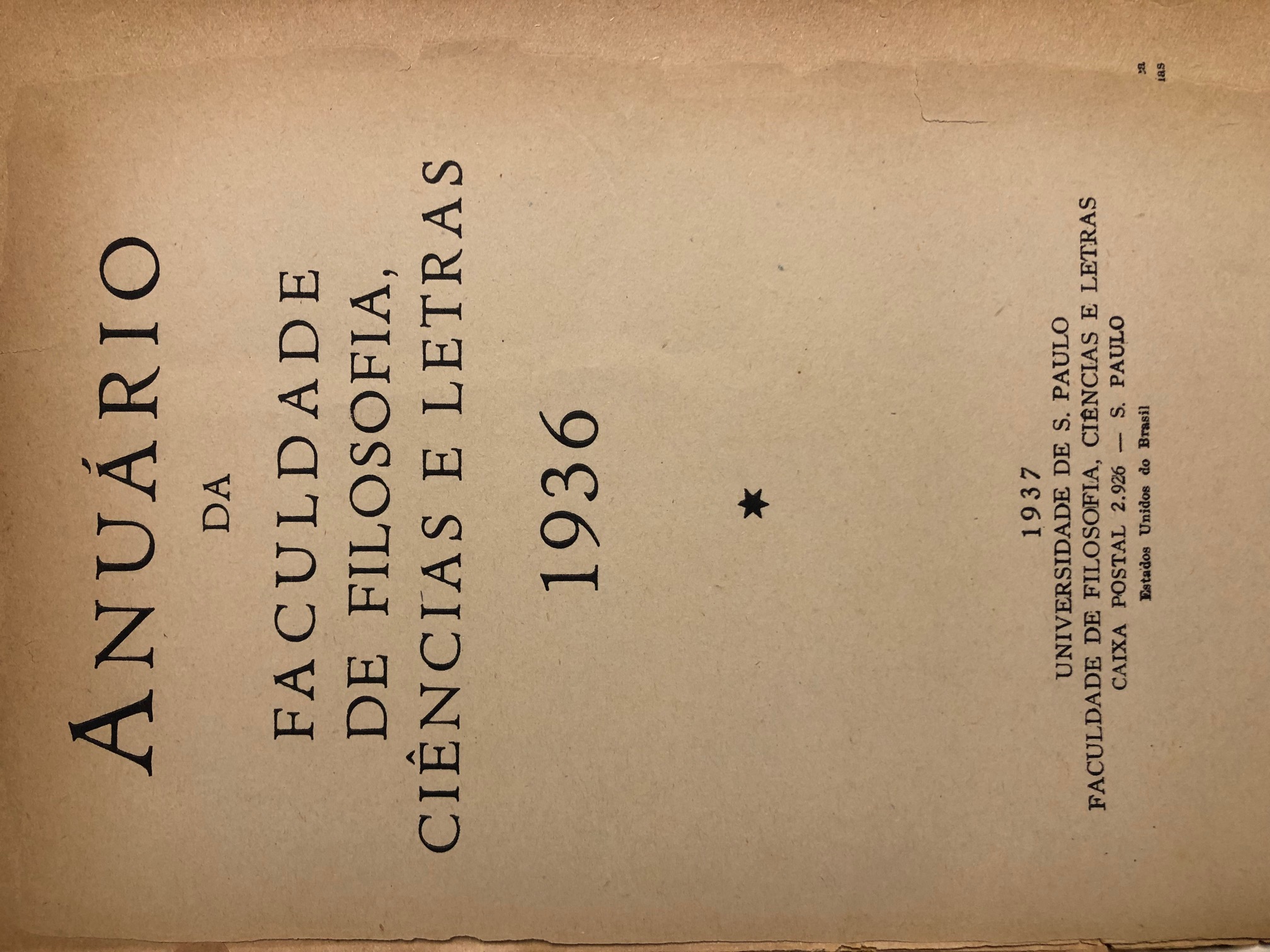Contracapa do Anuário da FFCL de 1937
